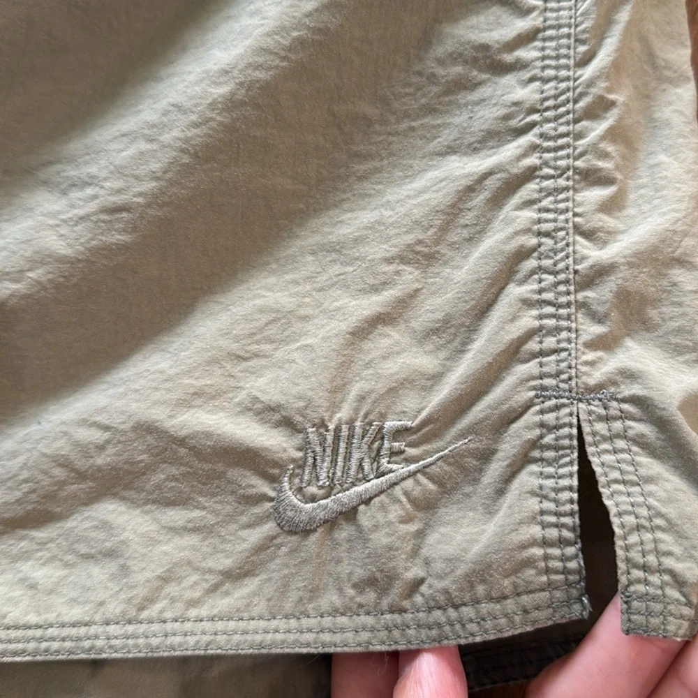Nike Men’s Vintage Style Nylon Swim Shorts Olive Green Mesh Liner XL Beachwear